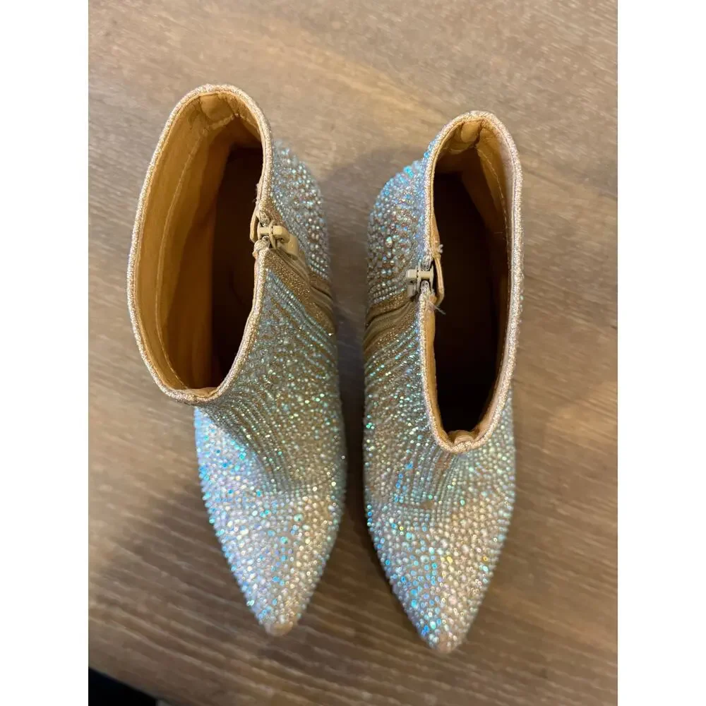 Forever Rhinestone Bling Boots Booties size 7 Glam - Picture 4 of 8